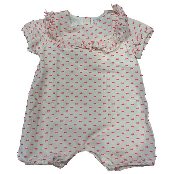 Les Lutins Paris Baby Girl Playsuit - Hot Pink Dot Flutter Collar Detail Sz 9m - Picture 1 of 4